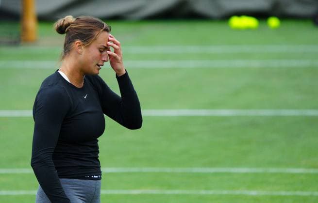 Mandatory Credit: Photo by Javier Garcia Shutterstock (13987396br) Aryna Sabalenka during practice Wimbledon Tennis Championship Practice and Previews, The All England Lawn Tennis and Croquet Club, London, UK - 30 Jun 2023 Wimbledon Tennis Championship Practice and Previews, The All England Lawn Tennis and Croquet Club, London, UK - 30 Jun 2023  Copyright: xJavierxGarcia Shutterstockx 13987396br
