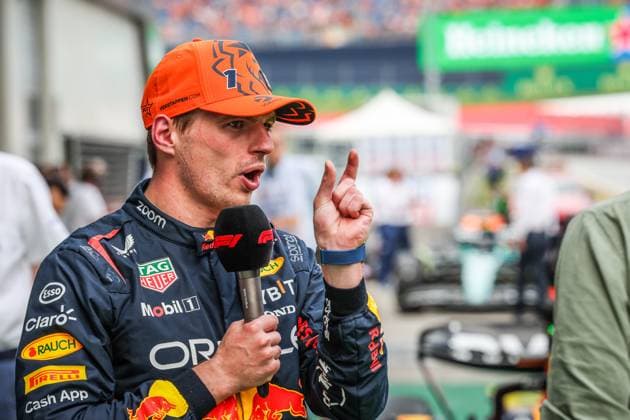 FORMULA 1 - GP of Austria 2023 SPIELBERG,AUSTRIA,30.JUN.23 - MOTORSPORTS, FORMULA 1 - Grand Prix of Austria, Red Bull Ring, practice and qualifying. Image shows Max Verstappen (NED Red Bull Racing) during an interview.  GEPAxpictures xManfredxBinder