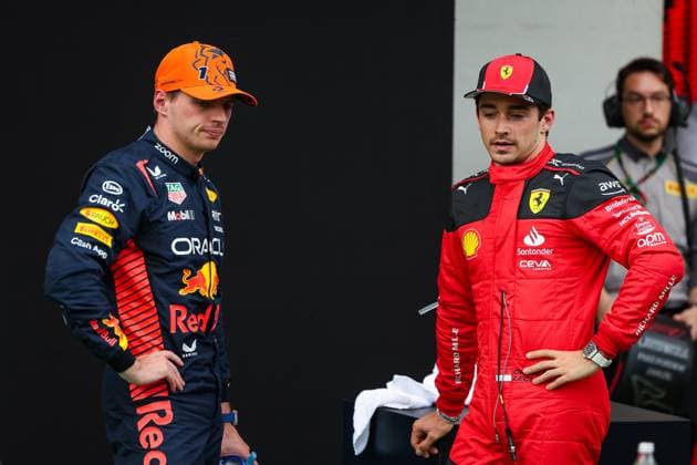 VERSTAPPEN Max (ned), Red Bull Racing RB19, LECLERC Charles (mco), Scuderia Ferrari SF-23, portrait during the 2023 Formula 1 Rolex Grosser Preis von Osterreich, 2023 Austrian Grand Prix, 9th round of the 2023 Formula One World Championship, WM, Weltmeisterschaft from June 30 to July 2, 2023 on the Red Bull Ring, in Spielberg, Austria Copyright: xFlorentxGooden DPPI IPAxSportx x xIPAxSportx 0 IPA_IPA38977983