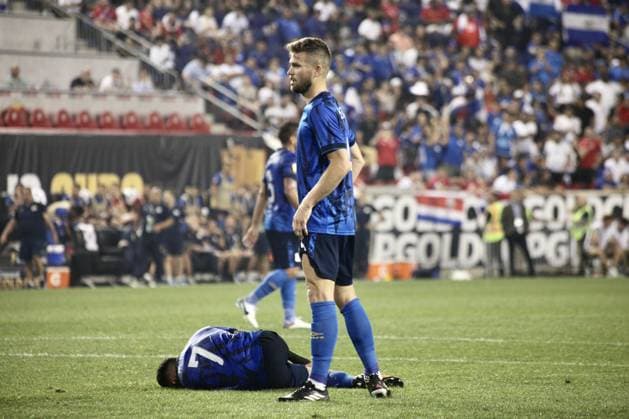 RECORD DATE NOT STATED EL SALVADOR AND COSTA RICA - GOLD CUP - NEW JERSEY (SPO) Concacaf Gold Cup: Soccer match between El Salvador and Costa Rica. June 30, 2023, Harison, New Jersey, USA: Soccer match between El Salvador and Costa Rica valid for the 2nd round of the Concacaf Gold Cup, at the Red Bull Arena, in Harrison , on Friday (30) with the presence of jubilant fans of both teams Credit: Niyi Fote Thenews2 (Foto: Niyi Fote Thenews2 imago images) SPO  Copyright: xNiyixFotex