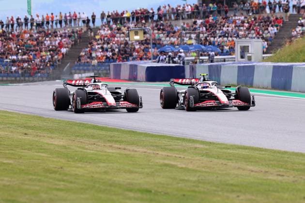 20 Kevin Magnussen (DNK, MoneyGram Haas F1 Team, 20), 27 Nico Huelkenberg (GER, MoneyGram Haas F1 Team, 27), Grosser Preis von Oesterreich, Motorsport, Formel 1, Saison 2023, 30.06.2023 Grosser Preis von Oesterreich, Motorsport, Formel 1, Saison 2023, 30.06.2023 Spielberg Copyright: xEibner-Pressefoto AnnikaxGrafx EP_AGf