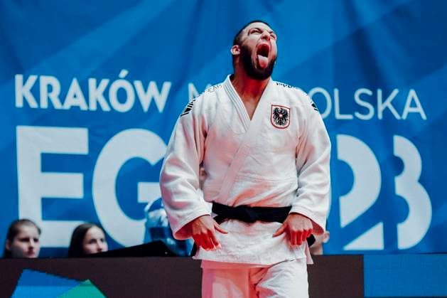 Bilder des Jahres 2023, Sport 07 Juli Sport Themen der Woche KW26 OLYMPICS - EG Krakow-Malopolska 2023 KRYNICA-ZDROJ,POLAND,01.JUL.23 - OLYMPICS, JUDO - Europaspiele Krakow-Malopolska 2023, mixed team. Image shows Aaron Fara (AUT).  GEPAxpictures xPatrickxSteiner