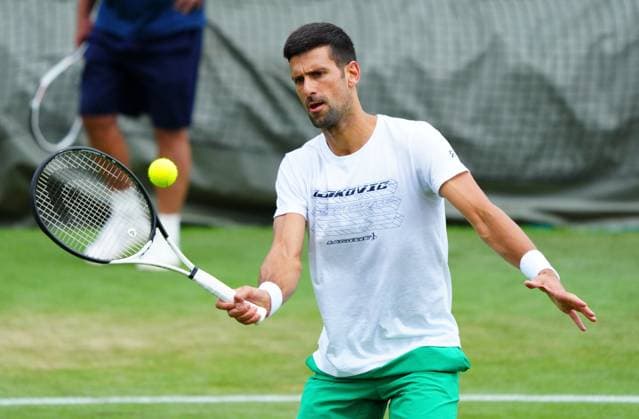 Mandatory Credit: Photo by Javier Garcia Shutterstock (13987399bw) Novak Djokovic practices Wimbledon Tennis Championship Practice and Previews, The All England Lawn Tennis and Croquet Club, London, UK - 01 Jul 2023 Wimbledon Tennis Championship Practice and Previews, The All England Lawn Tennis and Croquet Club, London, UK - 01 Jul 2023  Copyright: xJavierxGarcia Shutterstockx 13987399bw