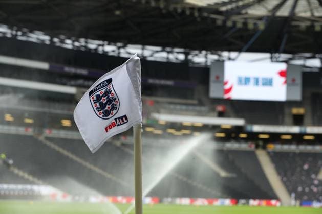 1st July 2023; Stadium MK, Milton Keynes, England; Womens International Football Friendly , England versus Portugal; Corner flag flutters as sprinklers water the pitch  ActionPlus12525383 KatiexChan