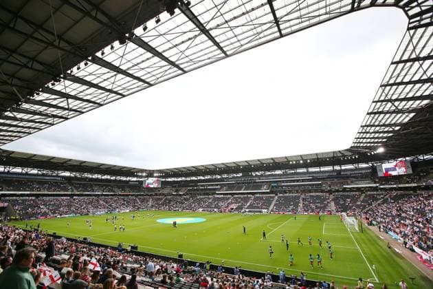 Mandatory Credit: Photo by Michael Zemanek Shutterstock (13987428d) A general view of England and Portugal players warming up England Women v Portugal Women, International Friendly, Länderspiel, Nationalmannschaft Football, Stadium MK, Milton Keynes, UK - 01 Jul 2023 EDITORIAL USE ONLY No use with unauthorised audio, video, data, fixture lists, club league logos or live services. Online in-match use limited to 120 images, no video emulation. No use in betting, games or single club league player publications. England Women v Portugal Women, International Friendly, Football, Stadium MK, Milton Keynes, UK - 01 Jul 2023 EDITORIAL USE ONLY No use with unauthorised audio, video, data, fixture lists, club league logos or live services. Online in-match use limited to 120 images, no video emulation. No use in betting, games or single club league player publications. Copyright: xMichaelxZemanek Shutterstockx 13987428d