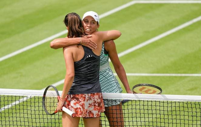 Mandatory Credit: Photo by Dave Shopland Shutterstock (13984806e) USA s Madison Keys Hugs Russian Daria Kasatkina after straight sets win in the final Rothesay International Eastbourne, Tennis, Day Six, Devonshire Park, Eastbourne, UK - 01 Jul 2023 Rothesay International Eastbourne, Tennis, Day Six, Devonshire Park, Eastbourne, UK - 01 Jul 2023  Copyright: xDavexShopland Shutterstockx 13984806e