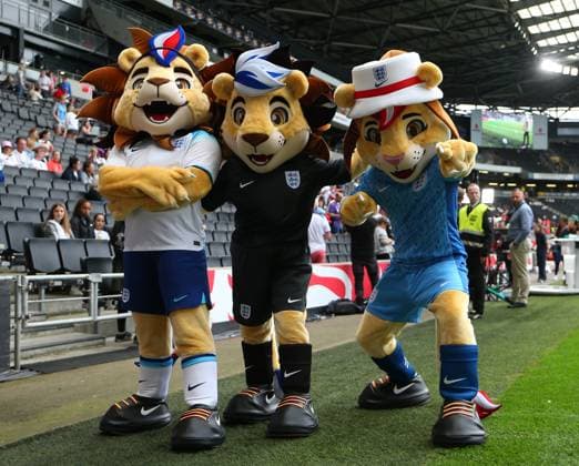1st July 2023; Stadium MK, Milton Keynes, England; Womens International Football Friendly , England versus Portugal; England mascots pose  ActionPlus12525479 KatiexChan