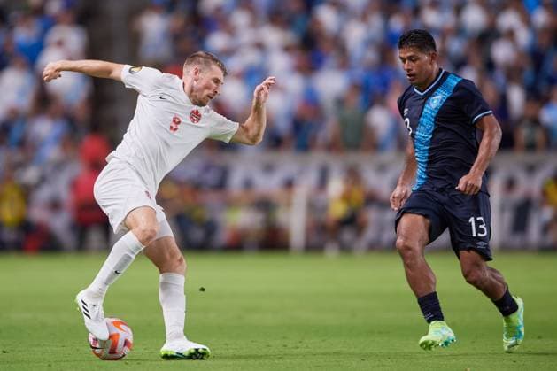 RECORD DATE NOT STATED 2023 CONCACAF Gold Cup Guatemala 0-0 Canada (L-R) Liam Fraser of Canada and Alejandro Galindo of Guatemala during the game Guatemala vs Canada, corresponding to group D of the CONCACAF Gold Cup 2023, at Shell Energy Stadium, on July 01, 2023. <br><br> (I-D) Liam Fraser de Canada y Alejandro Galindo de Guatemala durante el partido Guatemala vs Canada, correspondiente al grupo D de la Copa Oro de la CONCACAF 2023, en el Shell Energy Stadium, el 01 de Julio de 2023. HOUSTON TEXAS ESTADOS UNIDOS  Copyright: xCristianxdexMarchenax 20230701224843_CGC_23_GD_GUA_CAN_FRASER82