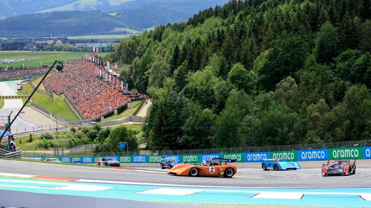 FORMULA 1 - GP of Austria 2023 SPIELBERG,AUSTRIA,02.JUL.23 - MOTORSPORTS, FORMULA 1 - Grand Prix of Austria, Red Bull Ring, legends parade. Image shows motorsports consultant Helmut Marko (Red Bull) in a McLaren M8C.  GEPAxpictures xMarioxBuehner