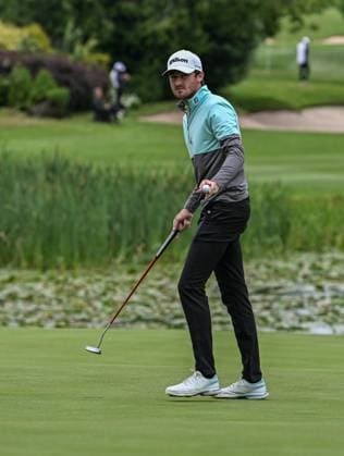 2nd July 2023; The Belfry, Sutton Coldfield, West Midlands, England: Betfred British Masters Golf, Day 4; Andrew Wilson finishes his round 1 over par  ActionPlus12526240 GodfreyxPitt