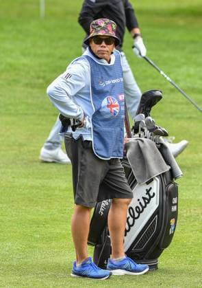 2nd July 2023; The Belfry, Sutton Coldfield, West Midlands, England: Betfred British Masters Golf, Day 4; A caddy looking relaxed  ActionPlus12526196 GodfreyxPitt