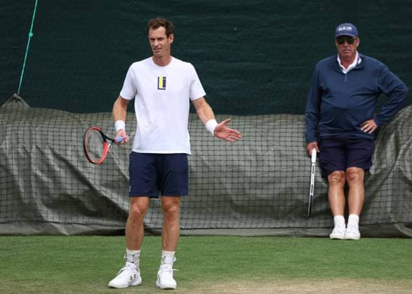 2nd July 2023; All England Lawn Tennis and Croquet Club, London, England: Wimbledon Tennis Tournament Practice Day; Andy Murray (GBR) next to coach Ivan Lendl  ActionPlus12526294 JohnxPatrickxFletcher