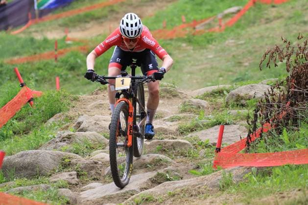 2nd July 2023, Daolasa di Commezzadura, Val di Sole, Trentino, Italy; UCI Mountain Bike World Cup; XCO Cross Country Olympic distance race, Puck Pieterse (NED)  ActionPlus12526520 PierrexTeyssot