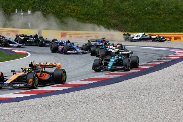 4 Lando Norris (GBR, McLaren F1 Team), 14 Fernando Alonso (ESP, Aston Martin Aramco Cognizant F1 Team), F1 Grand Prix of Austria at Red Bull Ring on July 2, 2023 in Spielberg, Austria. (Photo by HOCH ZWEI) Spielberg Austria