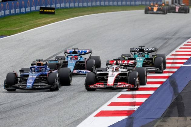 23 Alexander Albon (THA, Williams Racing), 20 Kevin Magnussen (DNK, MoneyGram Haas F1 Team), F1 Grand Prix of Austria at Red Bull Ring on July 2, 2023 in Spielberg, Austria. (Photo by HOCH ZWEI) Spielberg Austria