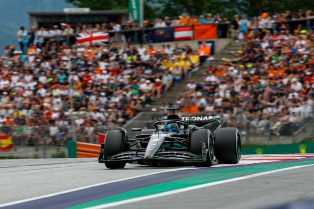 63 George Russell (GBR, Mercedes-AMG Petronas F1 Team), F1 Grand Prix of Austria at Red Bull Ring on July 2, 2023 in Spielberg, Austria. (Photo by HOCH ZWEI) Spielberg Austria