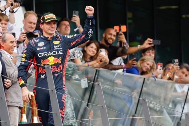 VERSTAPPEN Max (ned), Red Bull Racing RB19, portrait podium during the 2023 Formula 1 Rolex Grosser Preis von Osterreich, 2023 Austrian Grand Prix, 9th round of the 2023 Formula One World Championship, WM, Weltmeisterschaft from June 30 to July 2, 2023 on the Red Bull Ring, in Spielberg, Austria - F1 - AUSTRIAN GRAND PRIX 2023 - RACE DPPI Panoramic  00123023_F12023GP10AUT-HZ-8461 