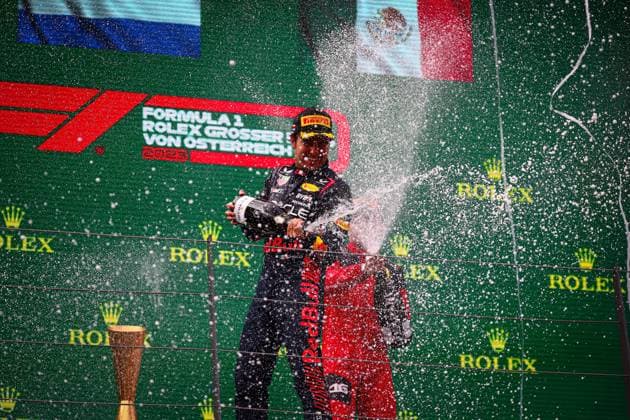 Podium of the race Max Verstappen; Charles Leclerc;Sergio Perez; during the Austrian GP, Spielberg 29 June-2 July 2023 at the RedBull Ring, Formula 1 World Championship, WM, Weltmeisterschaft 2023.  Copyright: xFedericoxBasile IPAx xipa-agencyx xFedericoxBasile IPAx 0 IPA_IPA39003990