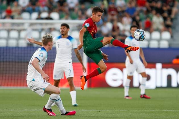UEFA U21, U 21 EM, England - Portugal, Viertelfinale, 02.07.2023, Kutaissi Tiago DANTAS ( 6, Portugal), UEFA U21-Fussball-Europameisterschaft in Rumaenien und Georgien, England - Portugal, Viertelfinale, 02.07.2023, Ramas-Schengelia-Stadion, Kutaissi Copyright: xBEAUTIFULxSPORTS Meuselx