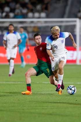 UEFA U21, U 21 EM, England - Portugal, Viertelfinale, 02.07.2023, Kutaissi Emile SMITH ROWE ( 10, England), Francisco CONCEICAO ( 11, Portugal), UEFA U21-Fussball-Europameisterschaft in Rumaenien und Georgien, England - Portugal, Viertelfinale, 02.07.2023, Ramas-Schengelia-Stadion, Kutaissi Copyright: xBEAUTIFULxSPORTS Meuselx