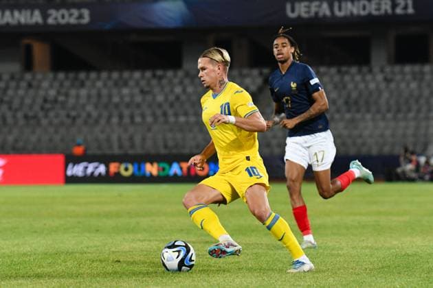 UEFA European Under-21 Championship Qualifying, Quarter Final: France U21, U 21 vs Ukraine U21 Mykhaylo Mudryk in action during UEFA European Under-21 Championship Qualifying, Quarter Final: France U21 vs Ukraine U21, disputed on Cluj Arena Stadium, 02 July 2023 Cluj-Napoca Cluj Arena Romania Copyright: xAncaxTepeix