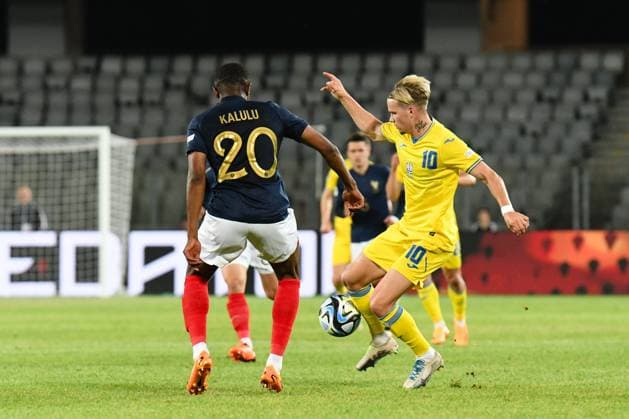 UEFA European Under-21 Championship Qualifying, Quarter Final: France U21, U 21 vs Ukraine U21 Mykhaylo Mudryk in action during UEFA European Under-21 Championship Qualifying, Quarter Final: France U21 vs Ukraine U21, disputed on Cluj Arena Stadium, 02 July 2023 Cluj-Napoca Cluj Arena Romania Copyright: xAncaxTepeix