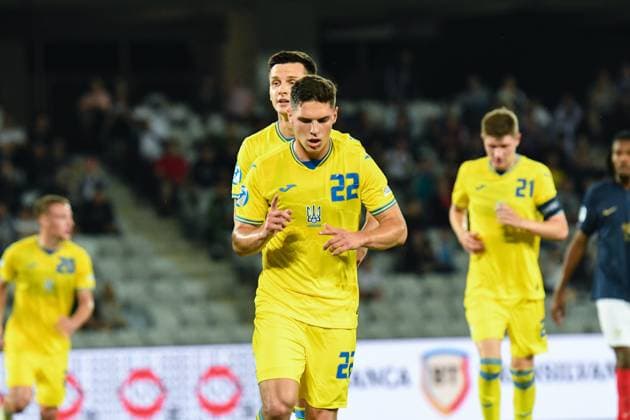 UEFA European Under-21 Championship Qualifying, Quarter Final: France U21, U 21 vs Ukraine U21 Georgiy Sudakov celebrating during UEFA European Under-21 Championship Qualifying, Quarter Final: France U21 vs Ukraine U21, disputed on Cluj Arena Stadium, 02 July 2023 Cluj-Napoca Cluj Arena Romania Copyright: xAncaxTepeix