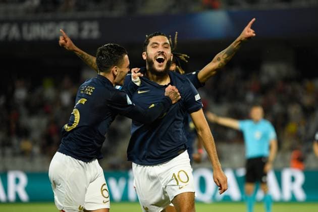 UEFA European Under-21 Championship Qualifying, Quarter Final: France U21, U 21 vs Ukraine U21 Rayan Cherki celebrating during UEFA European Under-21 Championship Qualifying, Quarter Final: France U21 vs Ukraine U21, disputed on Cluj Arena Stadium, 02 July 2023 Cluj-Napoca Cluj Arena Romania Copyright: xAncaxTepeix