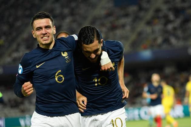 UEFA European Under-21 Championship Qualifying, Quarter Final: France U21, U 21 vs Ukraine U21 Players of France celebrating during UEFA European Under-21 Championship Qualifying, Quarter Final: France U21 vs Ukraine U21, disputed on Cluj Arena Stadium, 02 July 2023 Cluj-Napoca Cluj Arena Romania Copyright: xAncaxTepeix