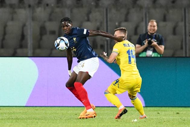 UEFA European Under-21 Championship Qualifying, Quarter Final: France U21, U 21 vs Ukraine U21 Castello Lukeba in action during UEFA European Under-21 Championship Qualifying, Quarter Final: France U21 vs Ukraine U21, disputed on Cluj Arena Stadium, 02 July 2023 Cluj-Napoca Cluj Arena Romania Copyright: xAncaxTepeix