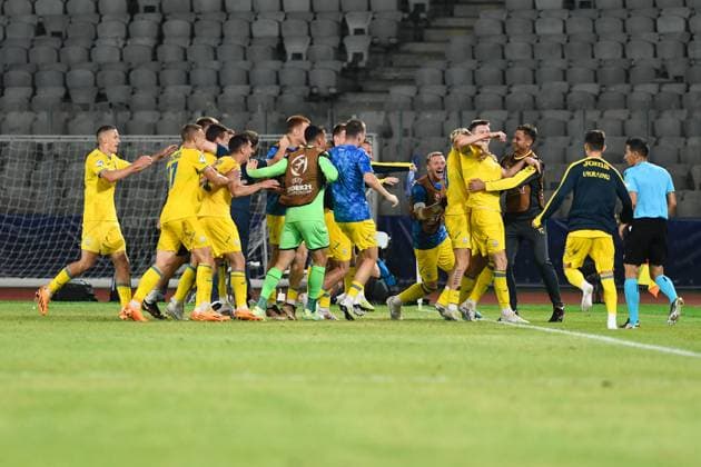 UEFA European Under-21 Championship Qualifying, Quarter Final: France U21, U 21 vs Ukraine U21 Players of Ukraine celebrating during UEFA European Under-21 Championship Qualifying, Quarter Final: France U21 vs Ukraine U21, disputed on Cluj Arena Stadium, 02 July 2023 Cluj-Napoca Cluj Arena Romania Copyright: xAncaxTepeix