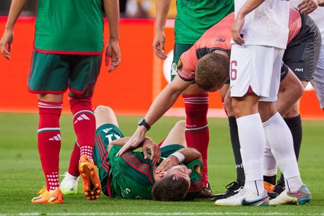 RECORD DATE NOT STATED 2023 CONCACAF Gold Cup Mexico vs Qatar Santiago Gimenez of Mexico during the game Mexico (Mexican national team, Nationalteam vs Qatar, corresponding to group B of the CONCACAF Gold Cup 2023, at Levis Stadium, on July 02, 2023. <br><br> Santiago Gimenez de Mexico durante el partido Mexico (Seleccion Nacional de Mexico) vs Qatar, correspondiente al grupo B de la Copa Oro de la CONCACAF 2023, en el Levis Stadium, el 02 de Julio de 2023. SANTA CLARA CALIFORNIA ESTADOS UNIDOS  Copyright: xJorgexMartinezx 20230702221747_CGC_GB_MEX_QAT_GIMENEZ105