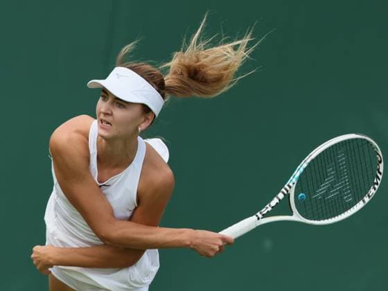 Belgian Maryna Zanevska pictured in action during the match between Belgian Zanevska and Czech Strycova, in the Women s Singles First Round, at the 2023 Wimbledon grand slam tennis tournament at the All England Tennis Club, in south-west London, Britain, Monday 03 July 2023. BENOITxDOPPAGNE  x69952741x