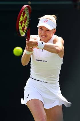 Mandatory Credit: Photo by Simon Dael Shutterstock (13992952ak) Harriet Dart during her first round match Wimbledon Tennis Championships, Day 1, The All England Lawn Tennis and Croquet Club, London, UK - 03 Jul 2023 Wimbledon Tennis Championships, Day 1, The All England Lawn Tennis and Croquet Club, London, UK - 03 Jul 2023  Copyright: xSimonxDael Shutterstockx 13992952ak
