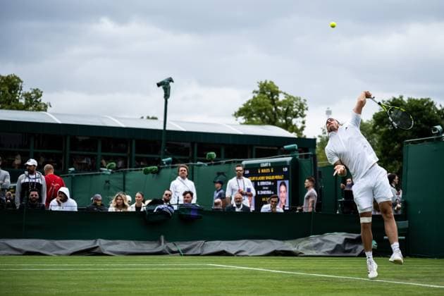 230703 Maximilian Marterer of Germany competes in a first round singles tennis match during day 1 of Wimbledon on July 3, 2023 in London. Photo: Jesper Zerman BILDBYRAN COP 234 JZ0389 tennis wimbledon day 1 bbeng Copyright: JESPERxZERMAN BB230703JZ003