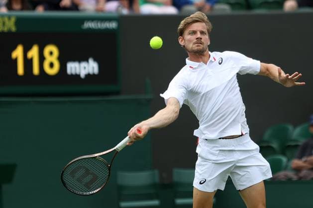 Great Britain, London, All England Lawn Tennis Club, The Championships Wimbledon 2023 - DAY 1- 3 07 2023 Belgian player David Goffin (BEL) pictured during his first round against Fabian Marozsan (HUN) in London , All England Lawn Tennis Club at The Championships Wimbledon 2023 The Championships Wimbledon 2023- DAY 1- 03 07 2023 PhotoNews Panoramic 