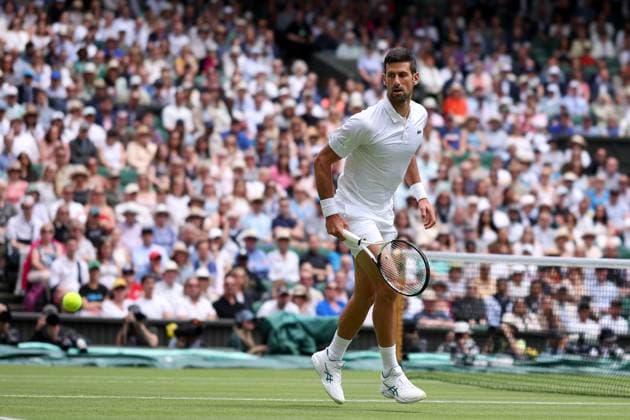 3rd July 2023; All England Lawn Tennis and Croquet Club, London, England: Wimbledon Tennis Tournament; Novak Djokovic cannot reach a shot by Pedro Cachin mens singles match  ActionPlus12526783 ShaunxBrooks