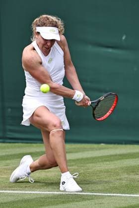 Anna-Lena Friedsam, GER, during first round of 2023 All England Lawn Tennis Championships at Wimbledon, womens singles, London, 03 07 2023; -