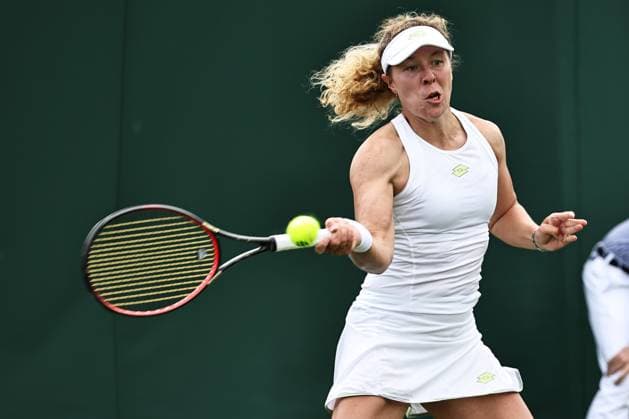 Anna-Lena Friedsam, GER, during first round of 2023 All England Lawn Tennis Championships at Wimbledon, womens singles, London, 03 07 2023; -