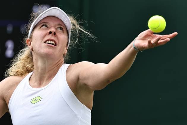 Anna-Lena Friedsam, GER, during first round of 2023 All England Lawn Tennis Championships at Wimbledon, womens singles, London, 03 07 2023; -