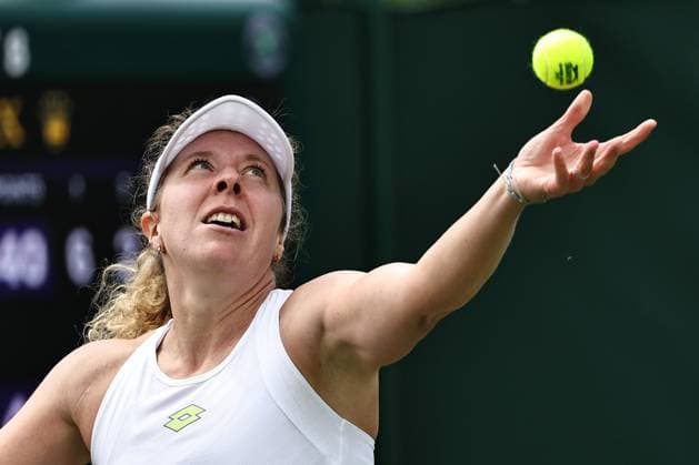 Anna-Lena Friedsam, GER, during first round of 2023 All England Lawn Tennis Championships at Wimbledon, womens singles, London, 03 07 2023; -