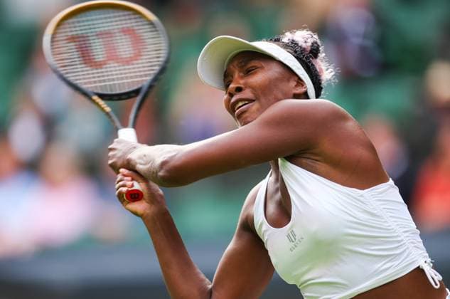 Mandatory Credit: Photo by Ella Ling Shutterstock (13992814cj) Venus Williams in action on Centre Court Wimbledon Tennis Championships, Day 1, The All England Lawn Tennis and Croquet Club, London, UK - 03 Jul 2023 Wimbledon Tennis Championships, Day 1, The All England Lawn Tennis and Croquet Club, London, UK - 03 Jul 2023  Copyright: xEllaxLing Shutterstockx 13992814cj