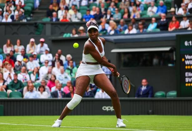 Mandatory Credit: Photo by Ella Ling Shutterstock (13992814dr) Venus Williams in action on Centre Court Wimbledon Tennis Championships, Day 1, The All England Lawn Tennis and Croquet Club, London, UK - 03 Jul 2023 Wimbledon Tennis Championships, Day 1, The All England Lawn Tennis and Croquet Club, London, UK - 03 Jul 2023  Copyright: xEllaxLing Shutterstockx 13992814dr