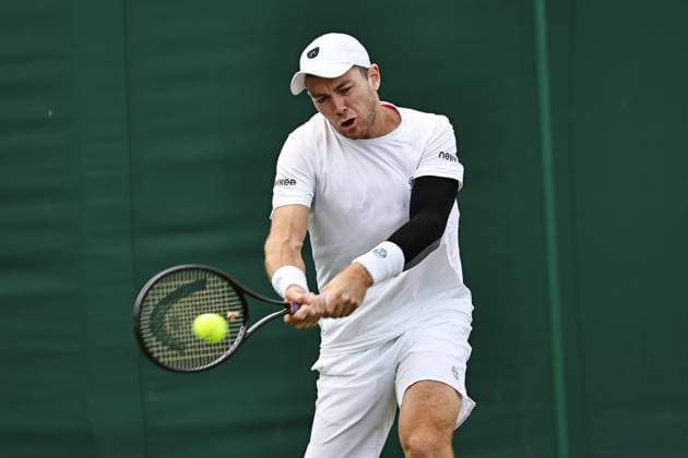 Dominik Köpfer, GER, during first round of 2023 All England Lawn Tennis Championships at Wimbledon, gentlemens singles, London, 03 07 2023; -