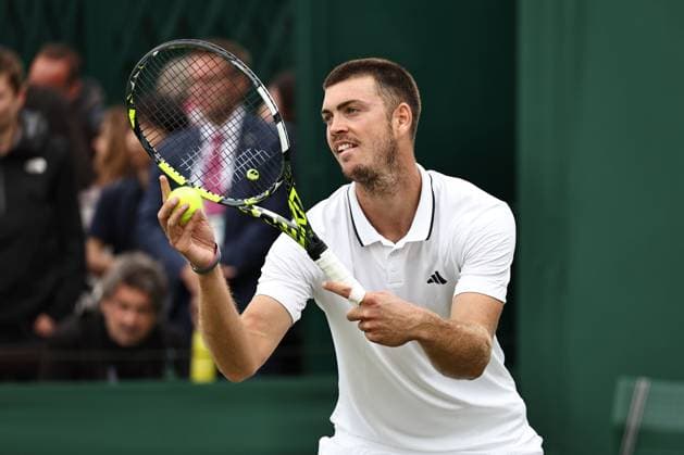 Maximilian Marterer, GER, during first round of 2023 All England Lawn Tennis Championships at Wimbledon, gentlemens singles, London, 03 07 2023; -
