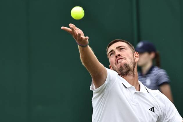 Maximilian Marterer, GER, during first round of 2023 All England Lawn Tennis Championships at Wimbledon, gentlemens singles, London, 03 07 2023; -