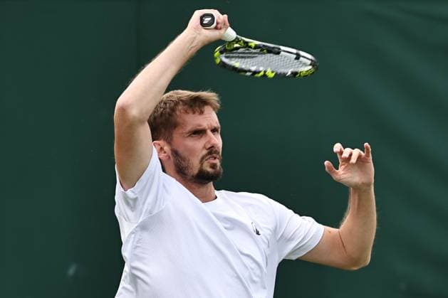 Oscar Otte, GER, during first round of 2023 All England Lawn Tennis Championships at Wimbledon, gentlemens singles, London, 03 07 2023; -