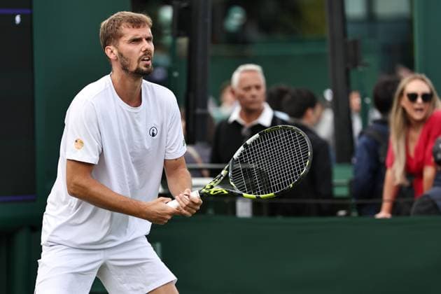 Oscar Otte, GER, during first round of 2023 All England Lawn Tennis Championships at Wimbledon, gentlemens singles, London, 03 07 2023; -