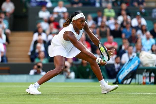 Mandatory Credit: Photo by Simon Dael Shutterstock (13992952ew) Cori Gauff during her first round match Wimbledon Tennis Championships, Day 1, The All England Lawn Tennis and Croquet Club, London, UK - 03 Jul 2023 Wimbledon Tennis Championships, Day 1, The All England Lawn Tennis and Croquet Club, London, UK - 03 Jul 2023  Copyright: xSimonxDael Shutterstockx 13992952ew
