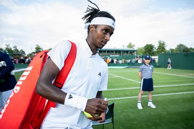 230703 Mikael Ymer of Sweden after a first round singles tennis match during day 1 of Wimbledon on July 3, 2023 in London. Photo: Jesper Zerman BILDBYRAN COP 234 JZ0389 tennis wimbledon day 1 bbeng Copyright: JESPERxZERMAN BB230703JZ036
